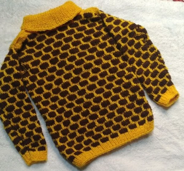  Baby Woolen Sweater Brown &Yellow Color - 2-3 Years